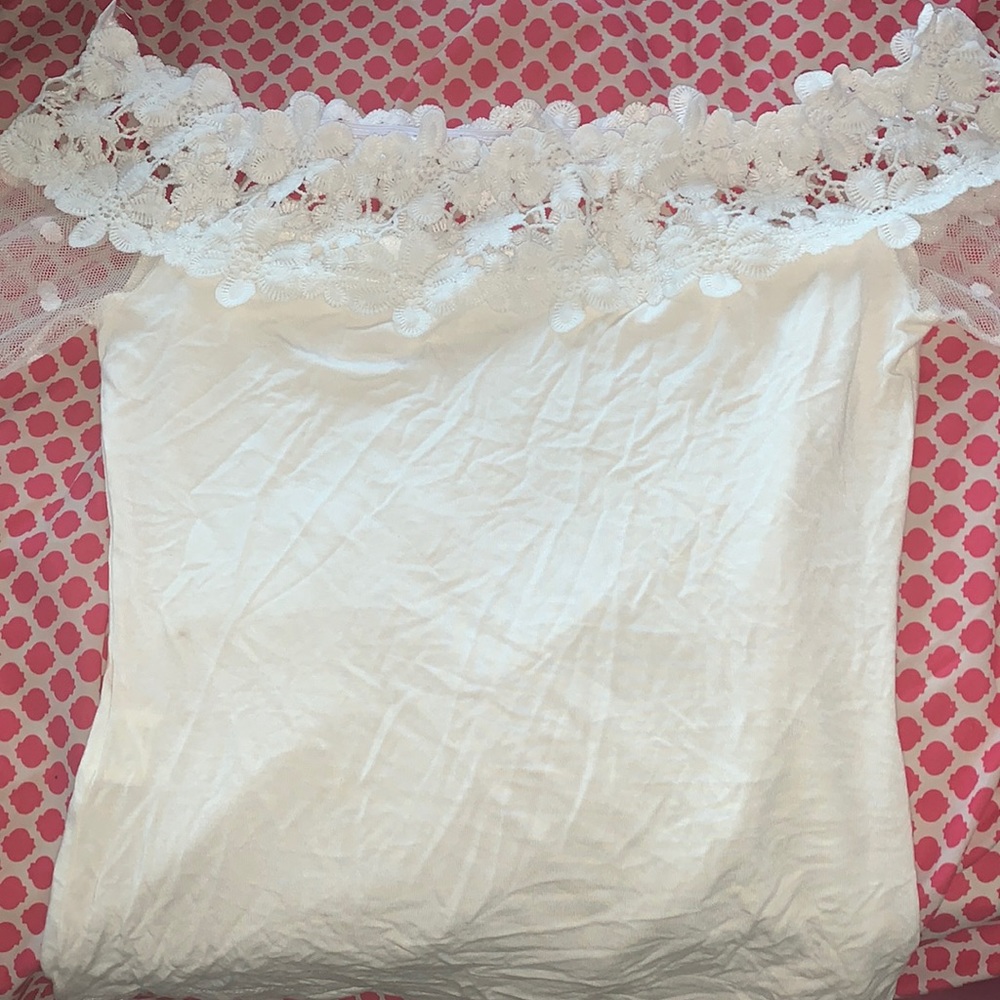 White Laced Tee